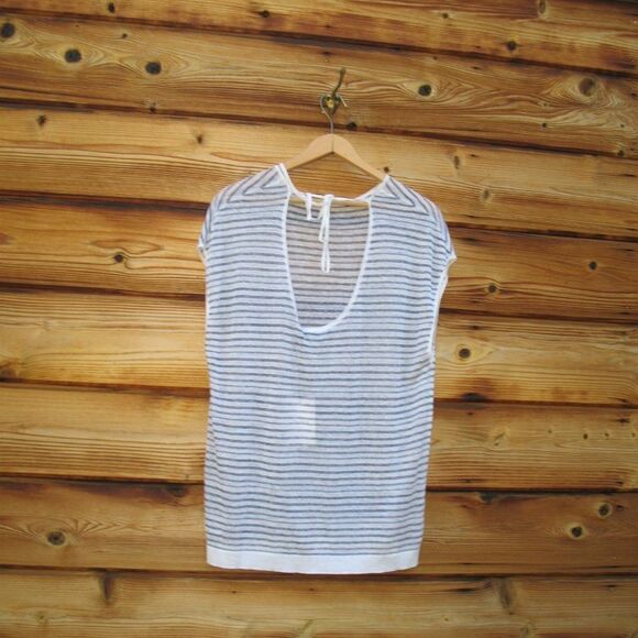 NWT Theory Low Back Striped Pullover Knit Top - Picture 5 of 9